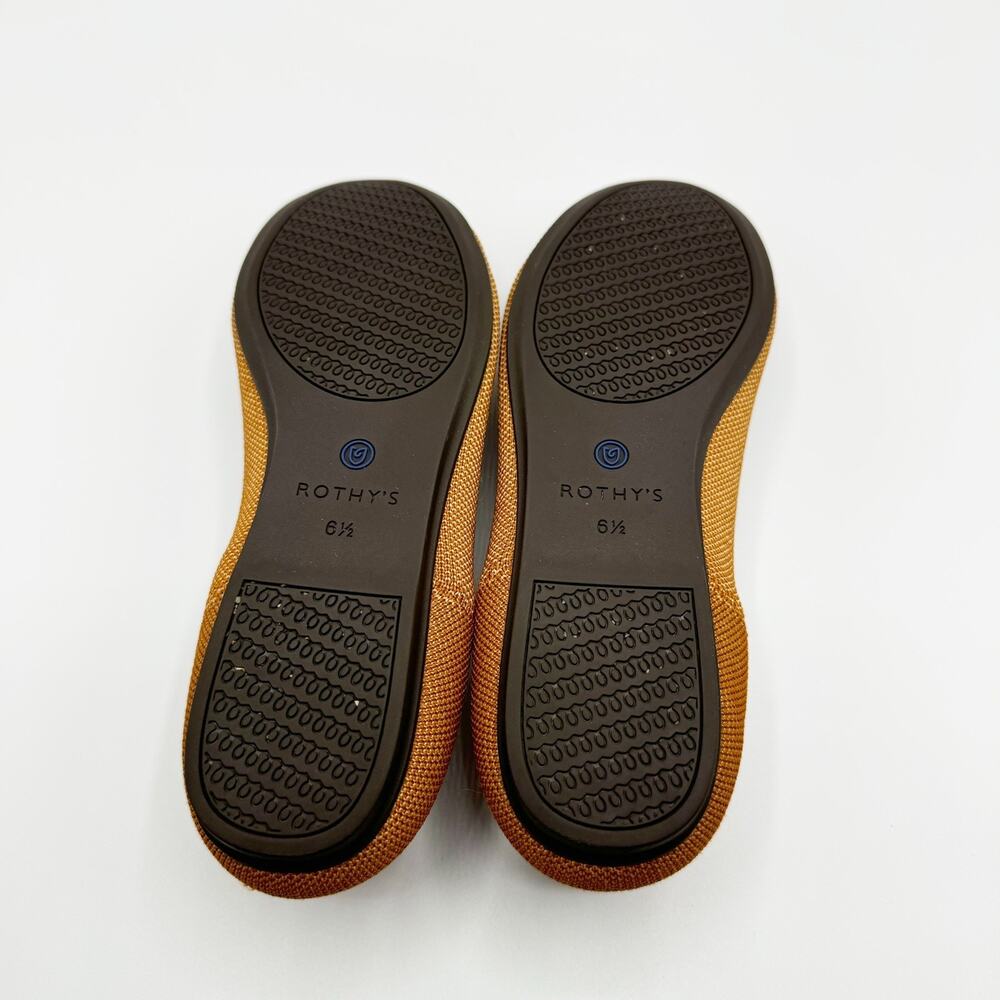 Rothys The Flat Round Toe Ballet Flat Size 6.5 Fawn Brown Slip On Caramel Knit - Picture 5 of 9